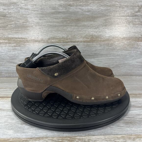 Merrell Women’s Luxe Wrap Bitter Brown Leather J68662 Clog Mules Size 7.5 - Picture 3 of 9